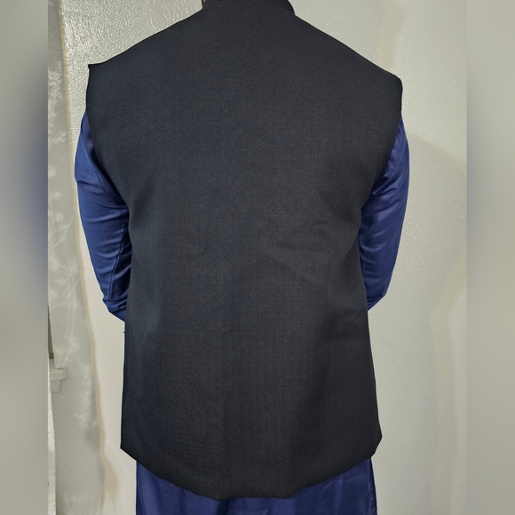 New Black Waistcoat For Kurta, Desi Clothes Vest, Large - Picture 2 of 2